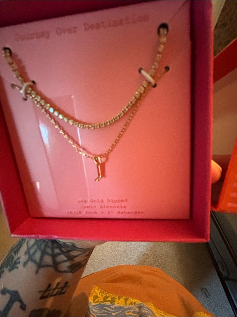 Gold Letter J Layered Necklace - 14K Gold Dipped
